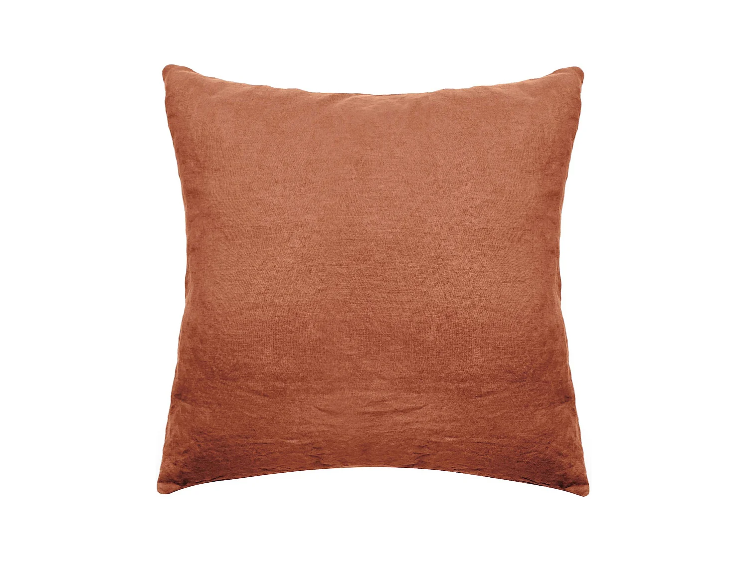Taie d'oreiller 65x65 cm pur coton lavé PALACE marron terre cuite