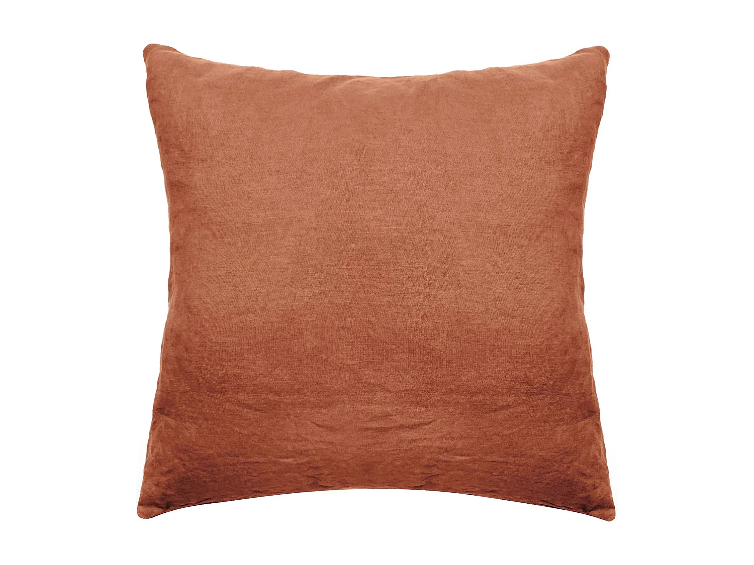 Taie d'oreiller 65x65 cm pur coton lavé PALACE marron terre cuite