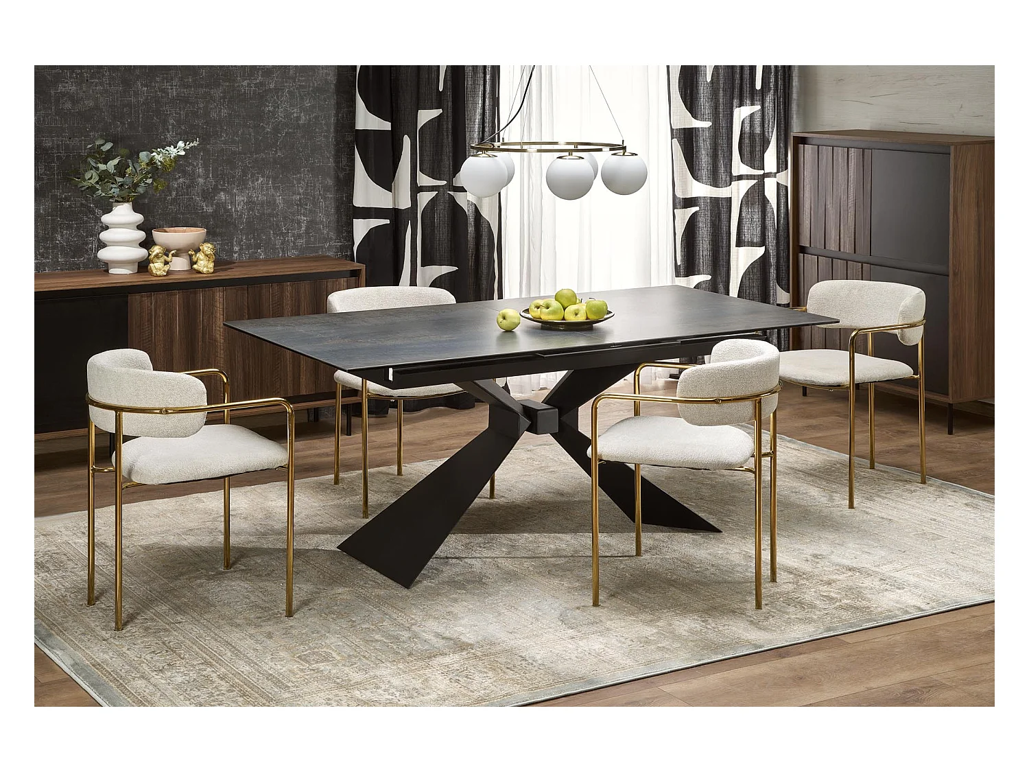 Mesa extensible de diseño con aspecto de mármol azul 180 - 230 cm Micka