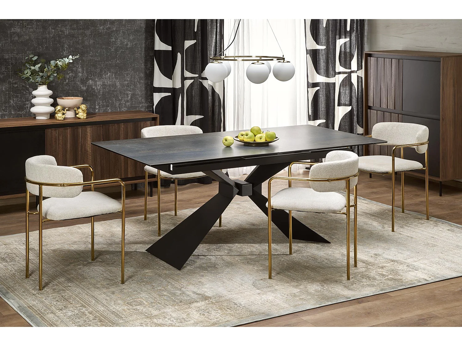 Table design extensible aspect marbre bleu 180 - 230 cm Micka