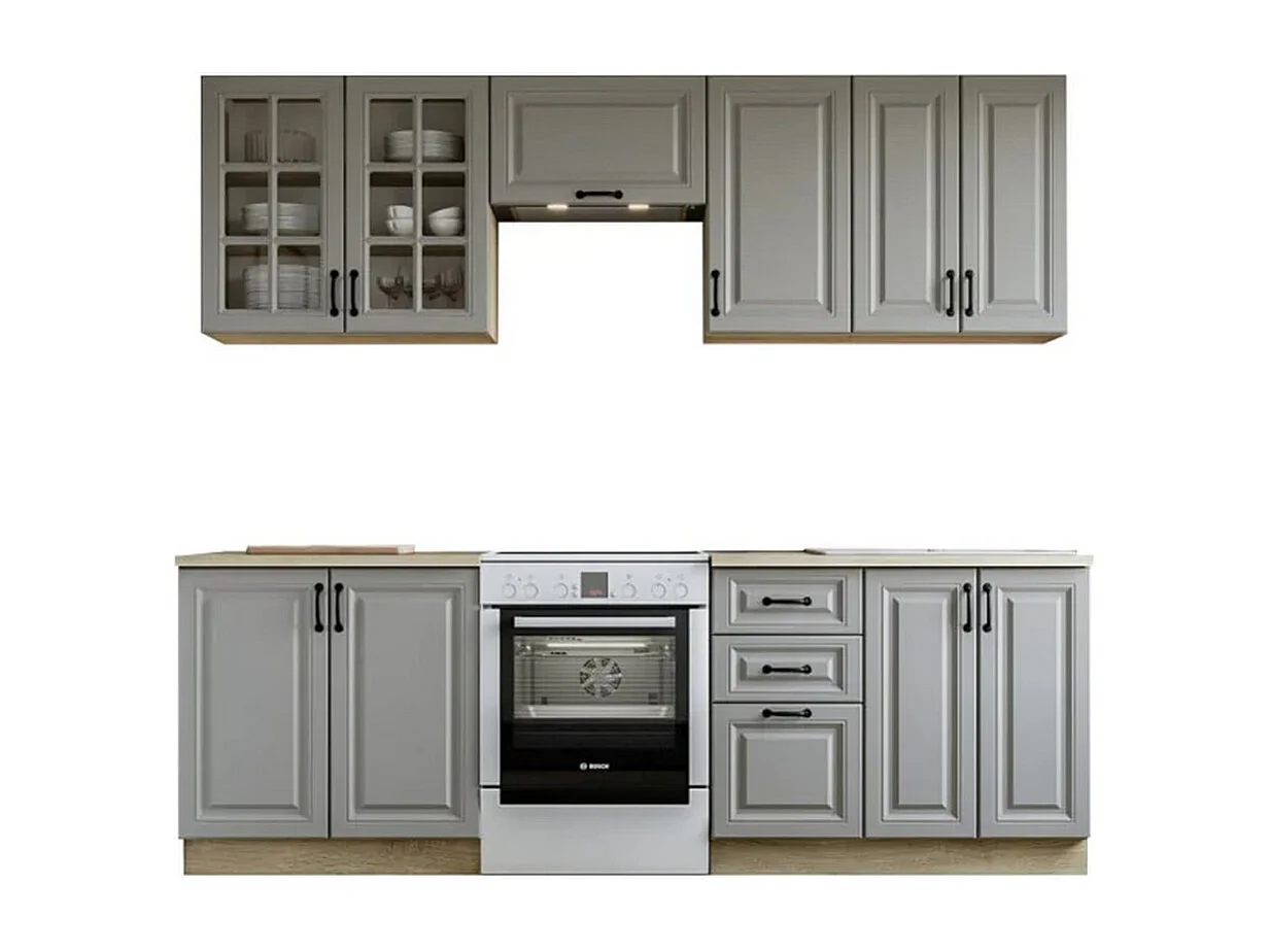 Cuisine complète grise 240cm avec plan de travail Elise