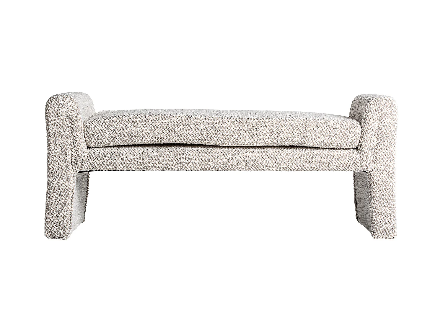 Banc en coton bouclé blanc cassé 140x44x57 cm