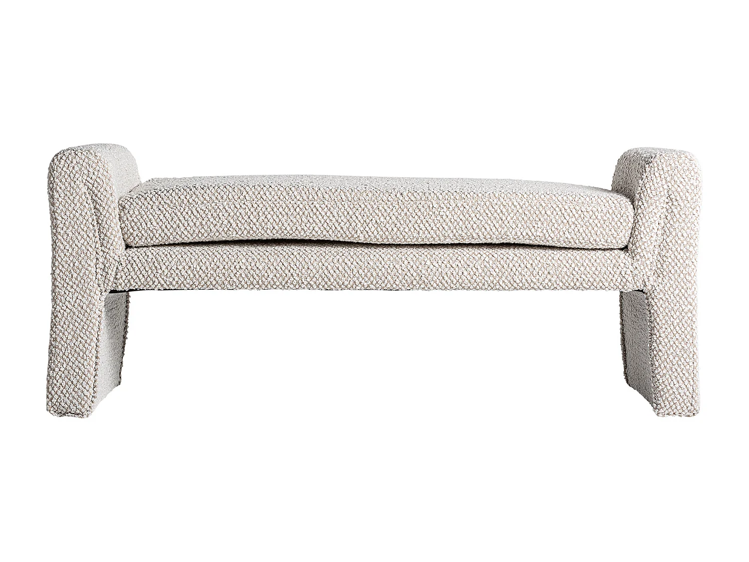 Banc en coton bouclé blanc cassé 140x44x57 cm