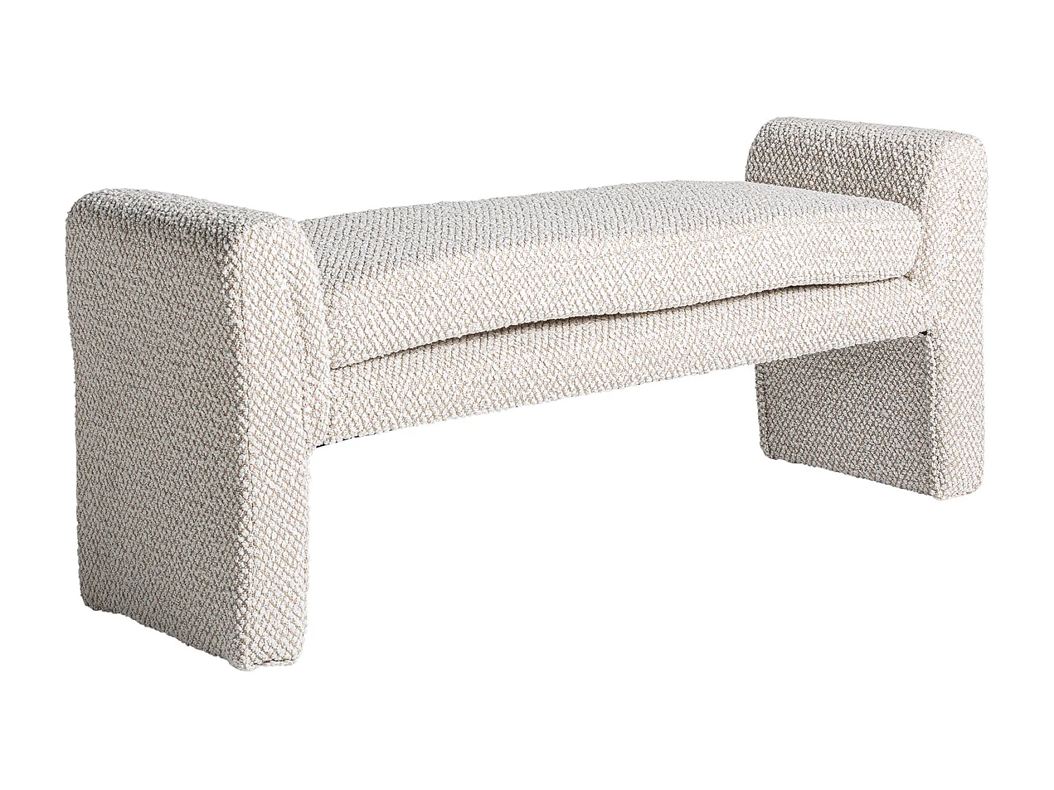 Banc en coton bouclé blanc cassé 140x44x57 cm