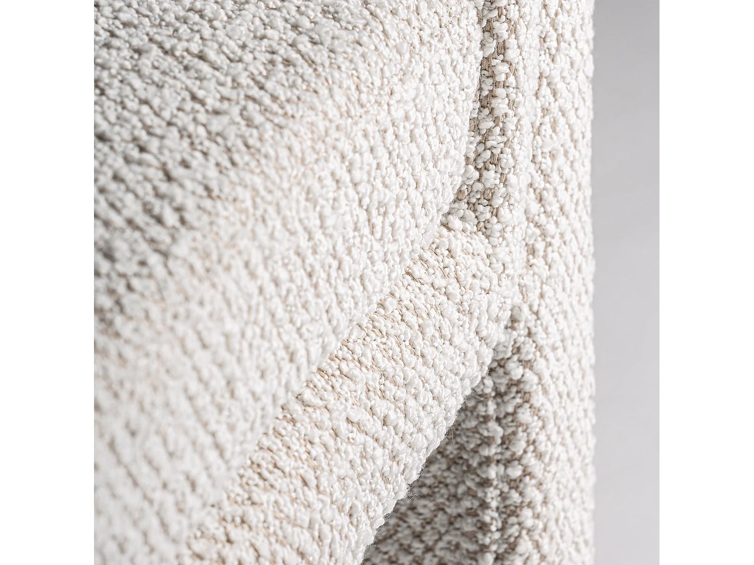 Banc en coton bouclé blanc cassé 140x44x57 cm