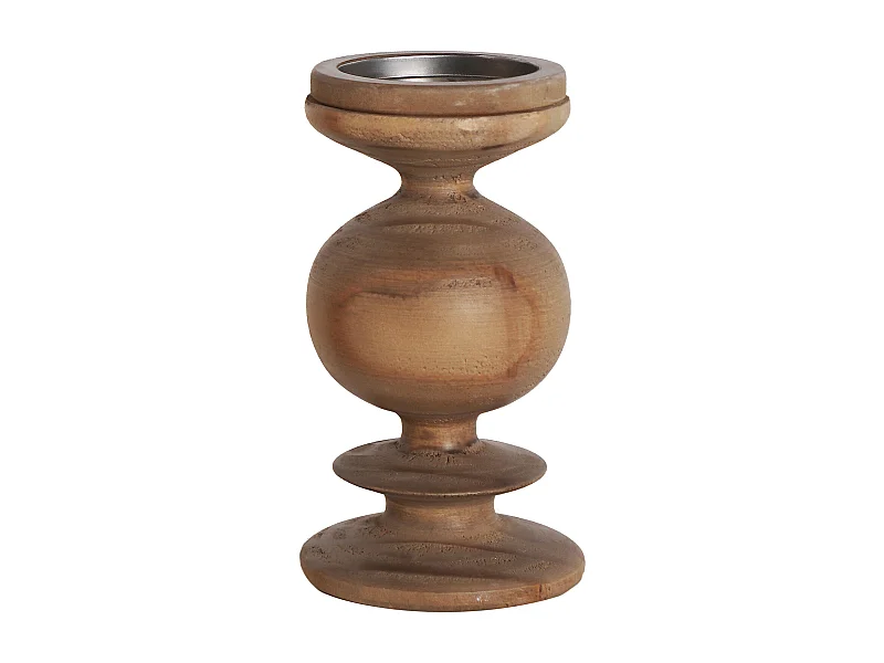 Portavela de madera de pino en color marrón de 11x11x21cm - pack de 2