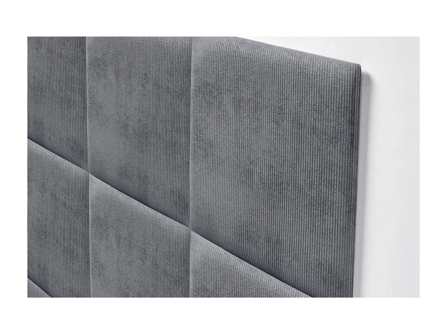 DHOME Tête de lit rembourrée en velours côtelé de qualité supérieure composée de panneaux autocollants interchangeables (gris foncé, 95 cm)