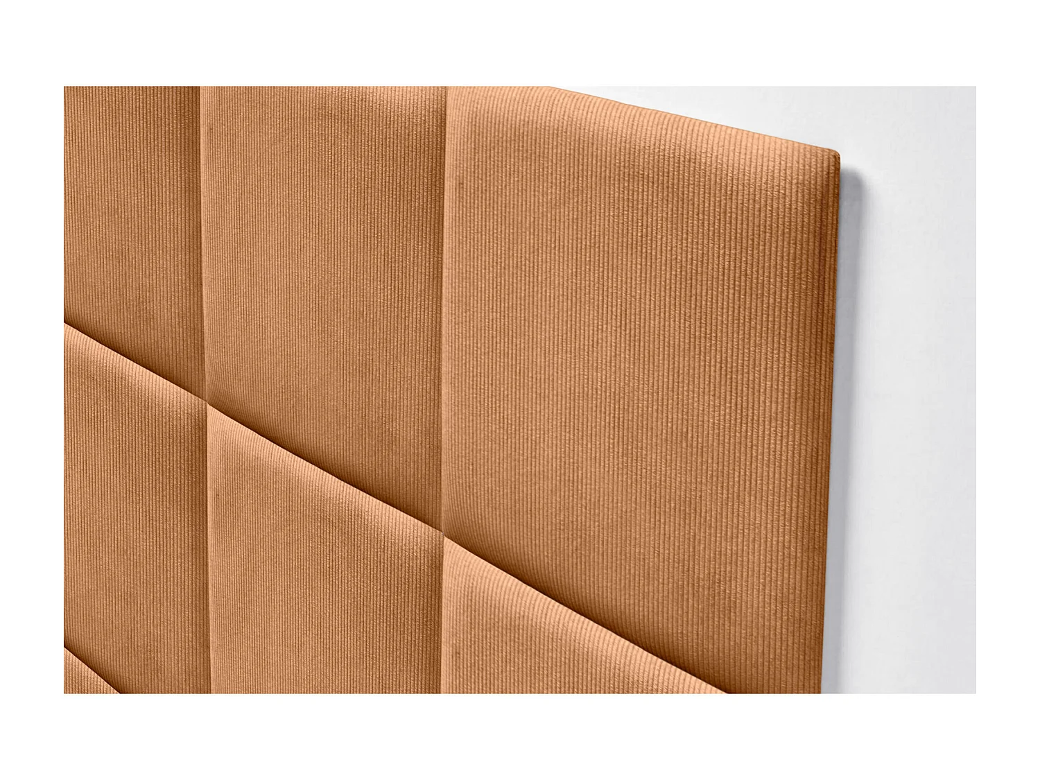 DHOME Tête de lit rembourrée en velours côtelé de qualité supérieure composée de panneaux autocollants interchangeables (orange, 160 cm)