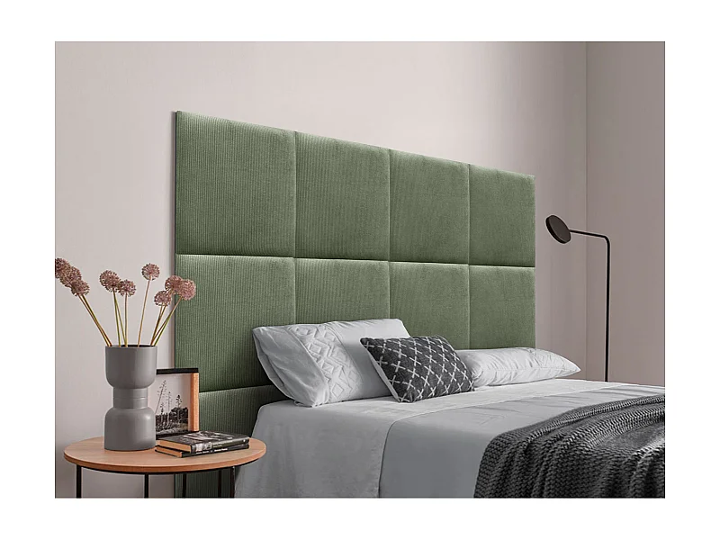 DHOME Premium Corduroy gestoffeerd hoofdeinde samengesteld uit verwisselbare zelfklevende panelen Luxe slaapkamer opgevuld (Jungle Green, 120cm)