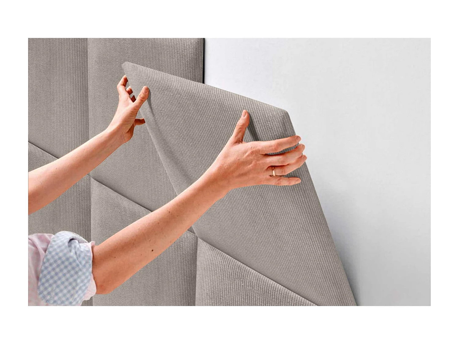 DHOME Premium Corduroy gestoffeerd hoofdeinde samengesteld uit verwisselbare zelfklevende panelen Luxe slaapkamer opgevuld (bruin,95cm)