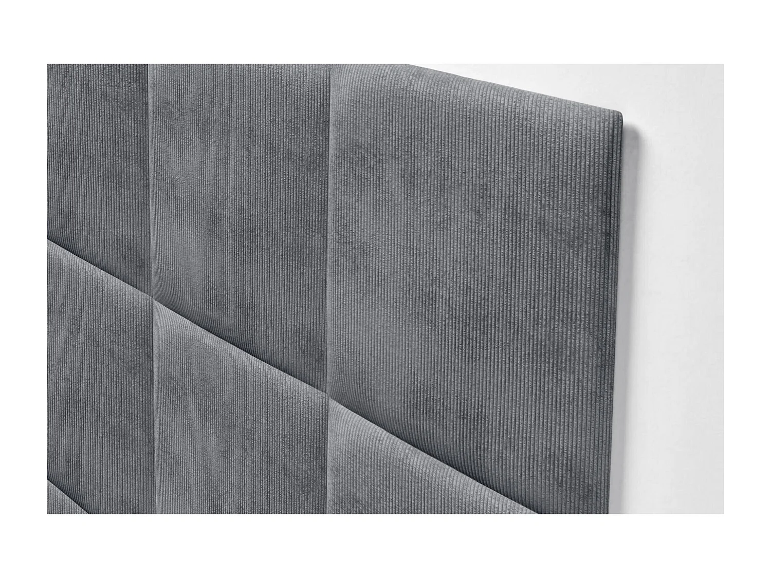 DHOME Tête de lit rembourrée en velours côtelé de qualité supérieure composée de panneaux autocollants interchangeables (gris foncé, 190 cm)