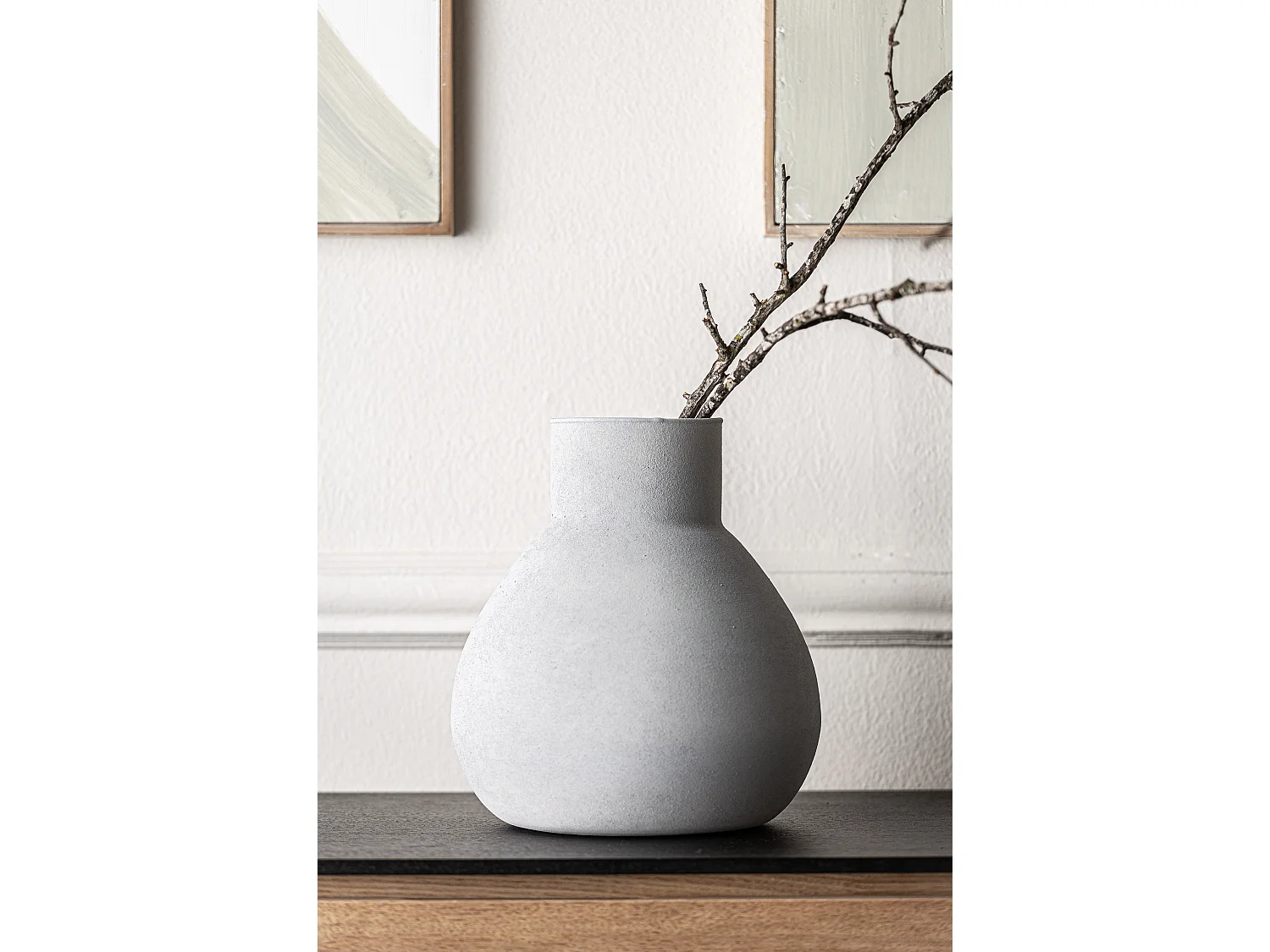 Vase en verre blanc cassé 21x21x24 cm