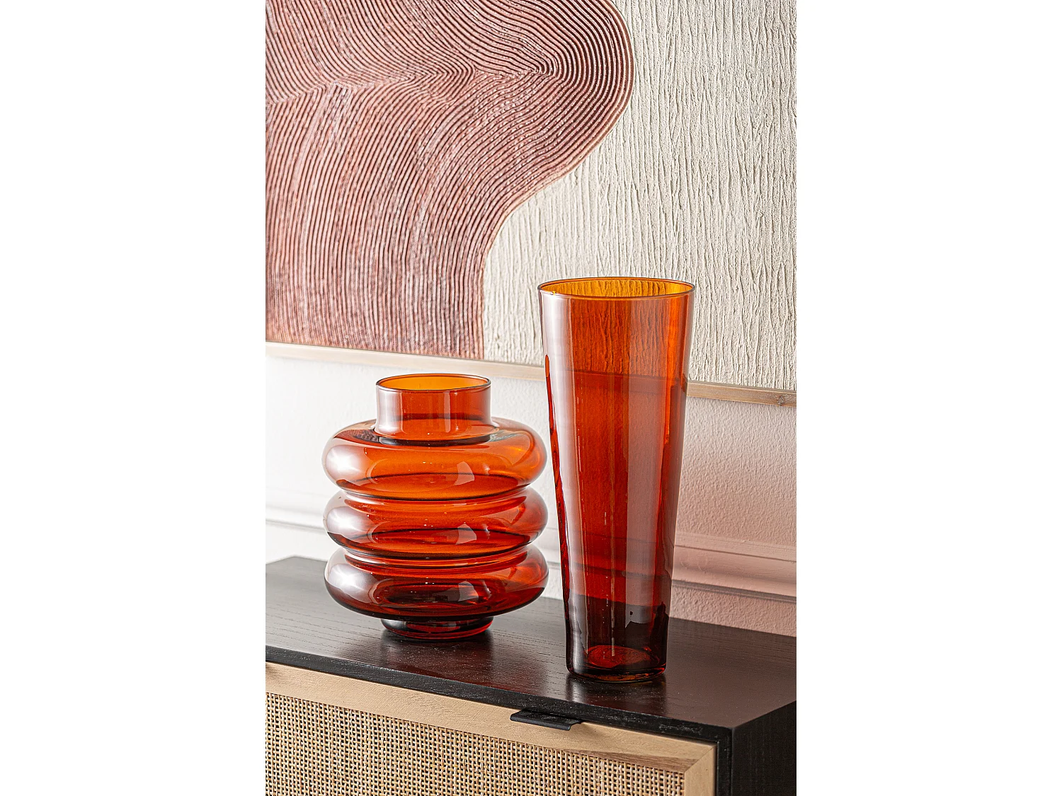 Vase en verre orange 24x24x27 cm