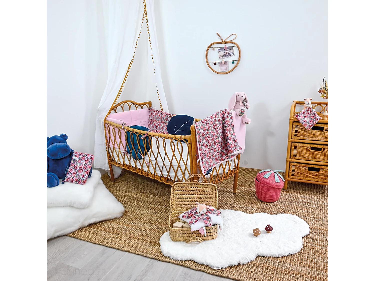 Plaid douceur 70x100 cm polyester BOH'AIME faon rose multicolore