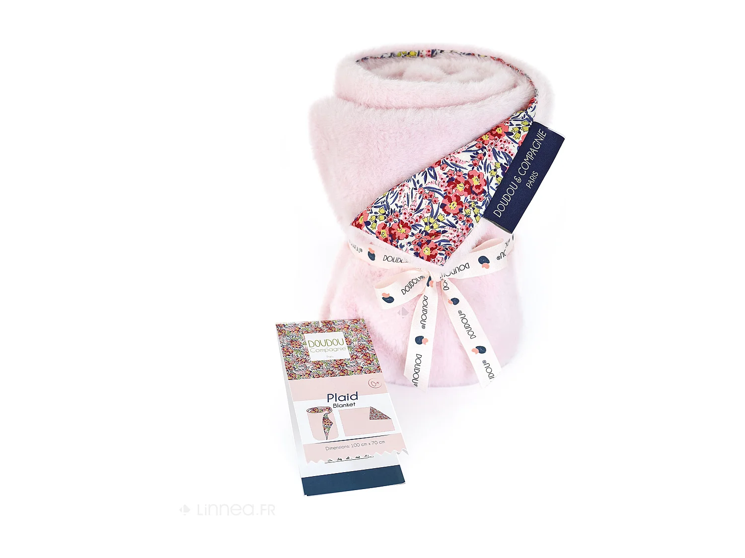 Plaid douceur 70x100 cm polyester BOH'AIME faon rose multicolore