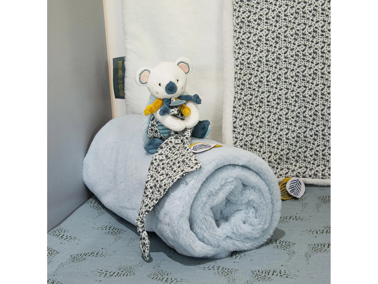 Plaid bébé 70x100 cm collection YOCA LE KOALA bleu