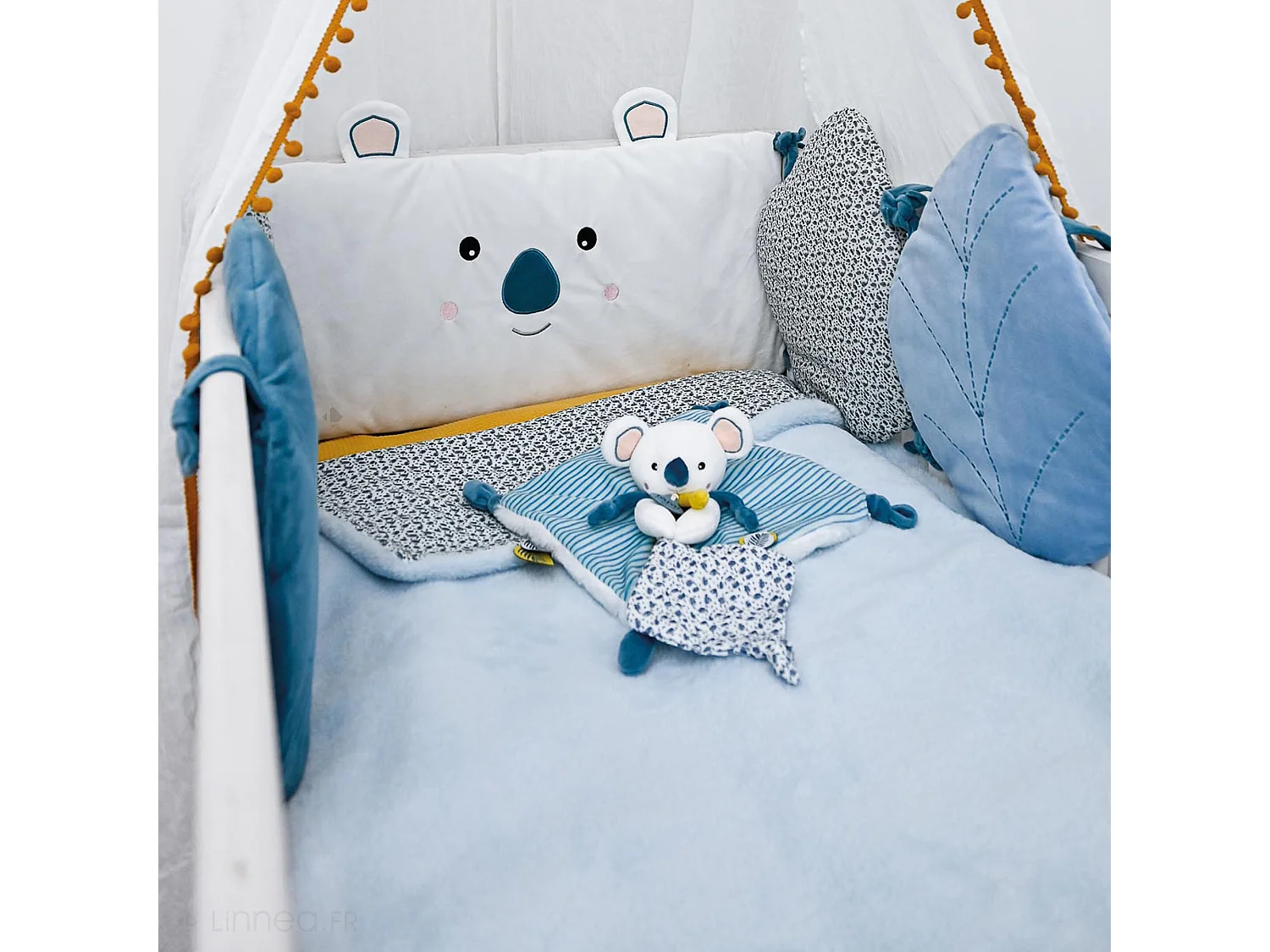 Plaid bébé 70x100 cm collection YOCA LE KOALA bleu