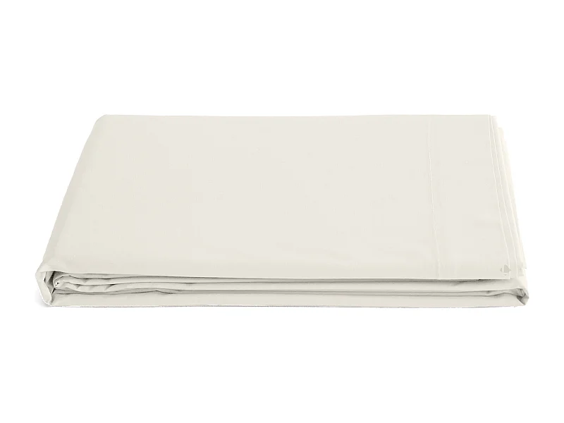 Drap plat 240x300 cm percale de coton MANOIR Ivoire