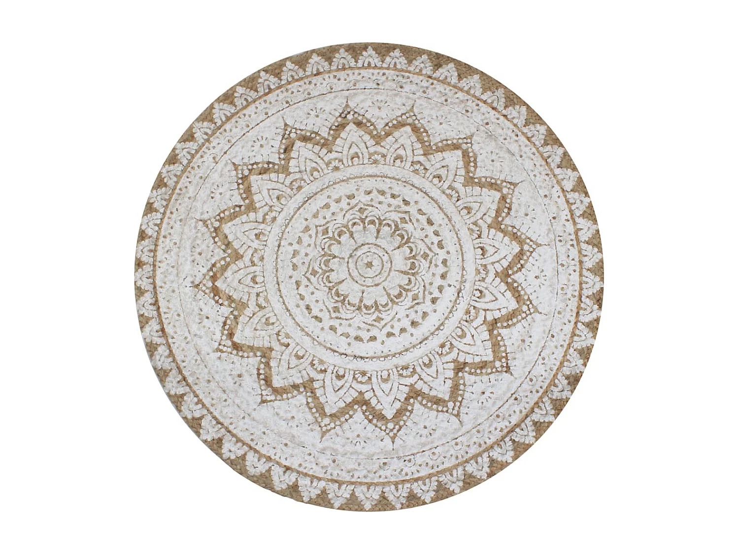 Tapis Jute tressé imprimé 120 cm rond
