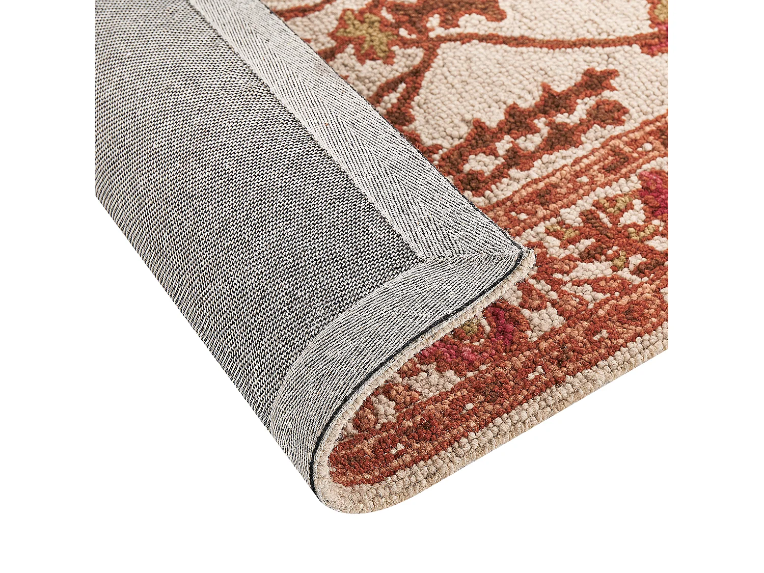 Teppich Wolle orange / beige 140 x 200 cm orientalisches Muster Kurzflor ADILCEVAZ