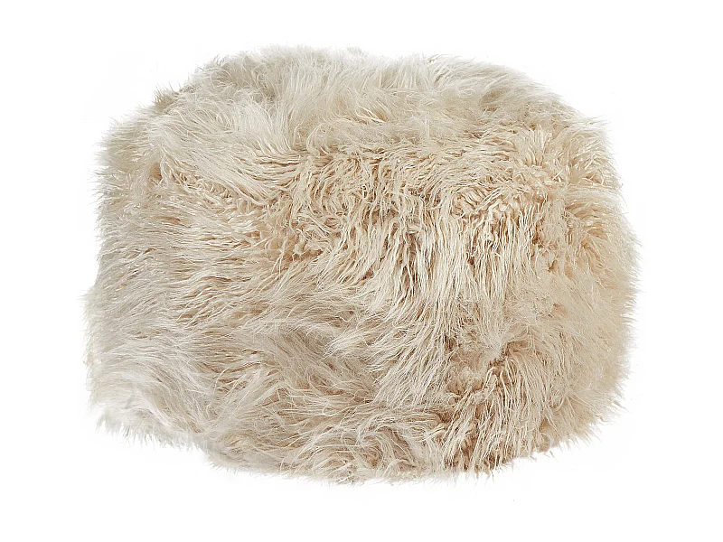 Pouf Kunstfell beige 50 x 50 x 30 cm quadratisch flauschig mit Füllung Tukki