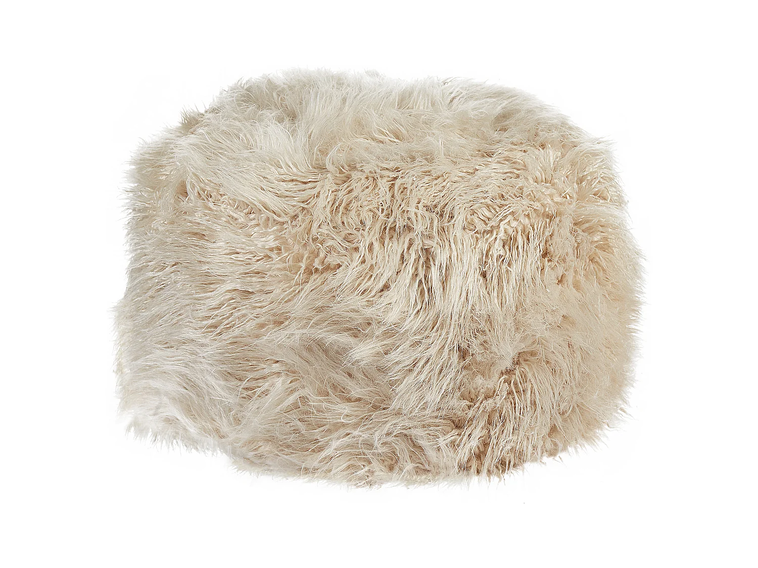 Poef TUKKI Nepbont Lichtbeige 50 cm 50 cm 30 cm