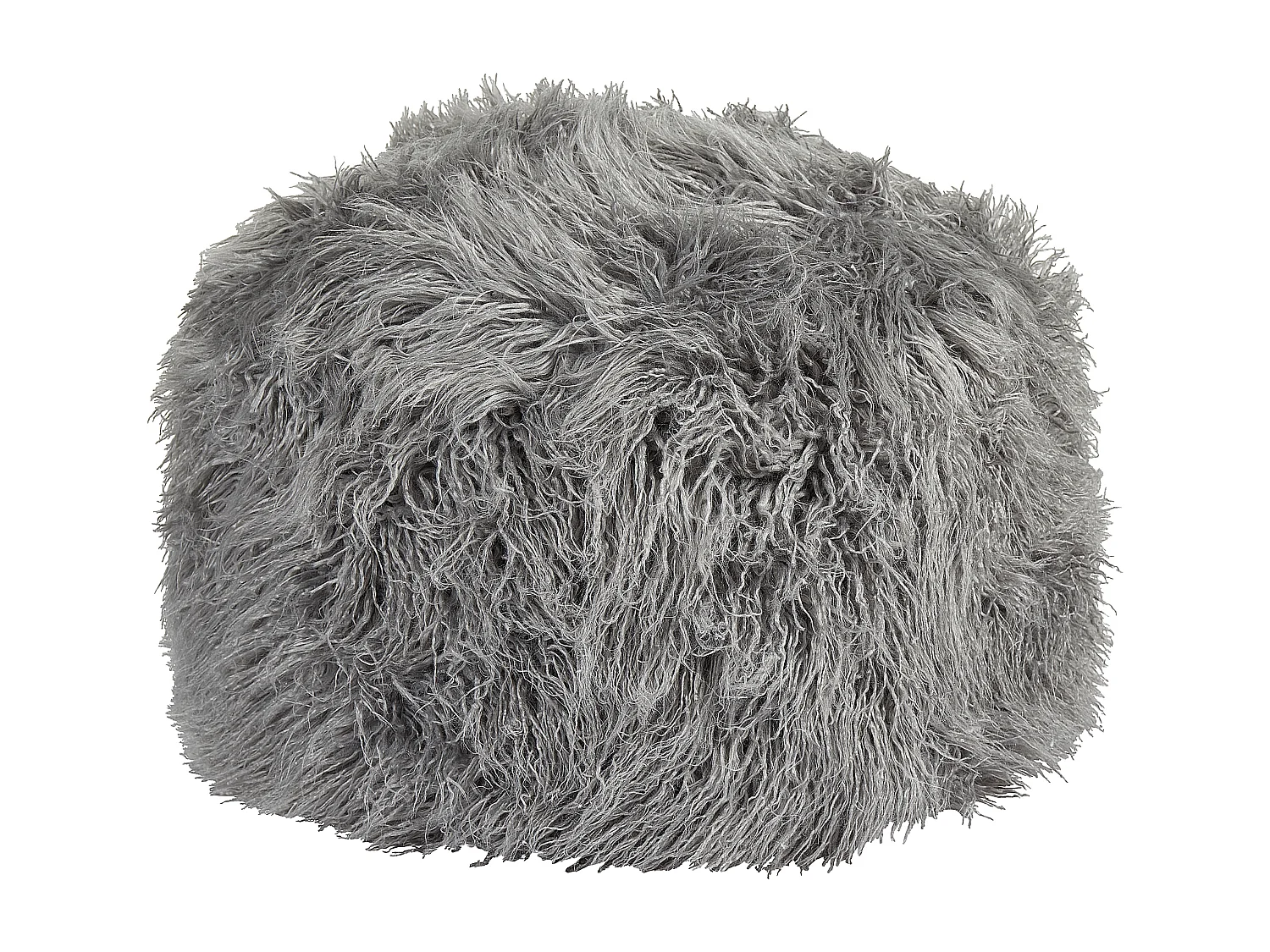 Pouf Kunstfell grau 50 x 50 x 30 cm quadratisch flauschig mit Füllung Tukki