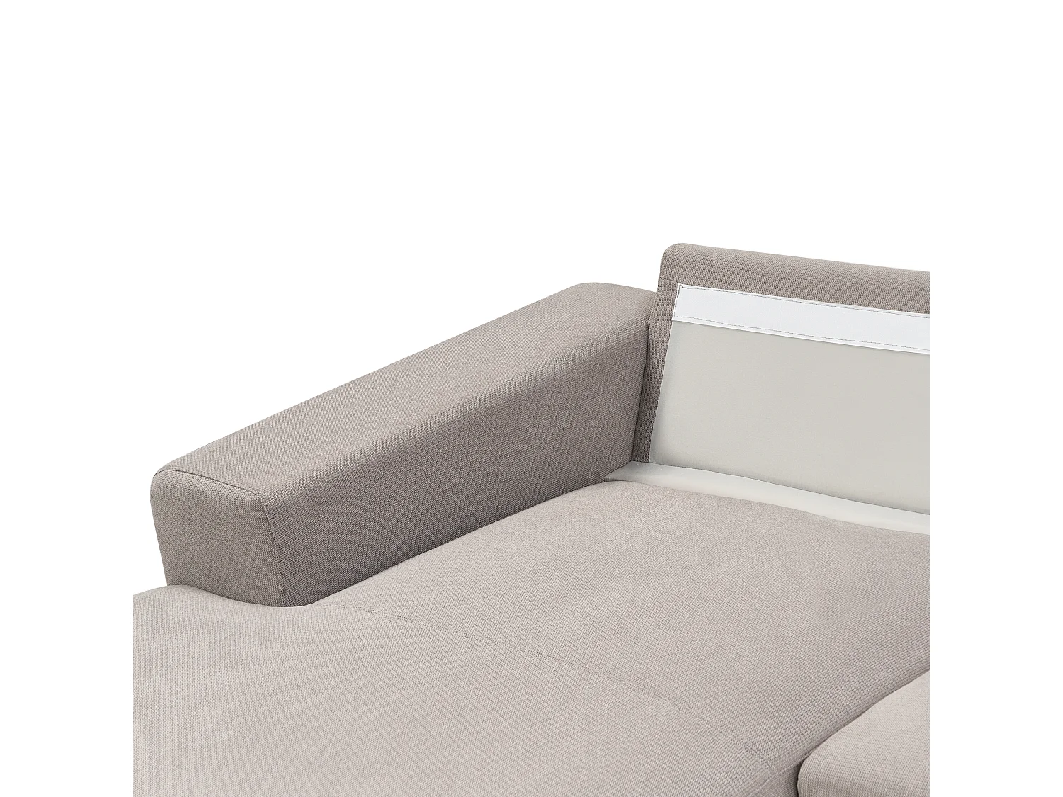 Canapé d'Angle à gauche Moderne en Tissu Polyester Pieds en Bois Clair Dossier avec Coussin Taupe Nora
