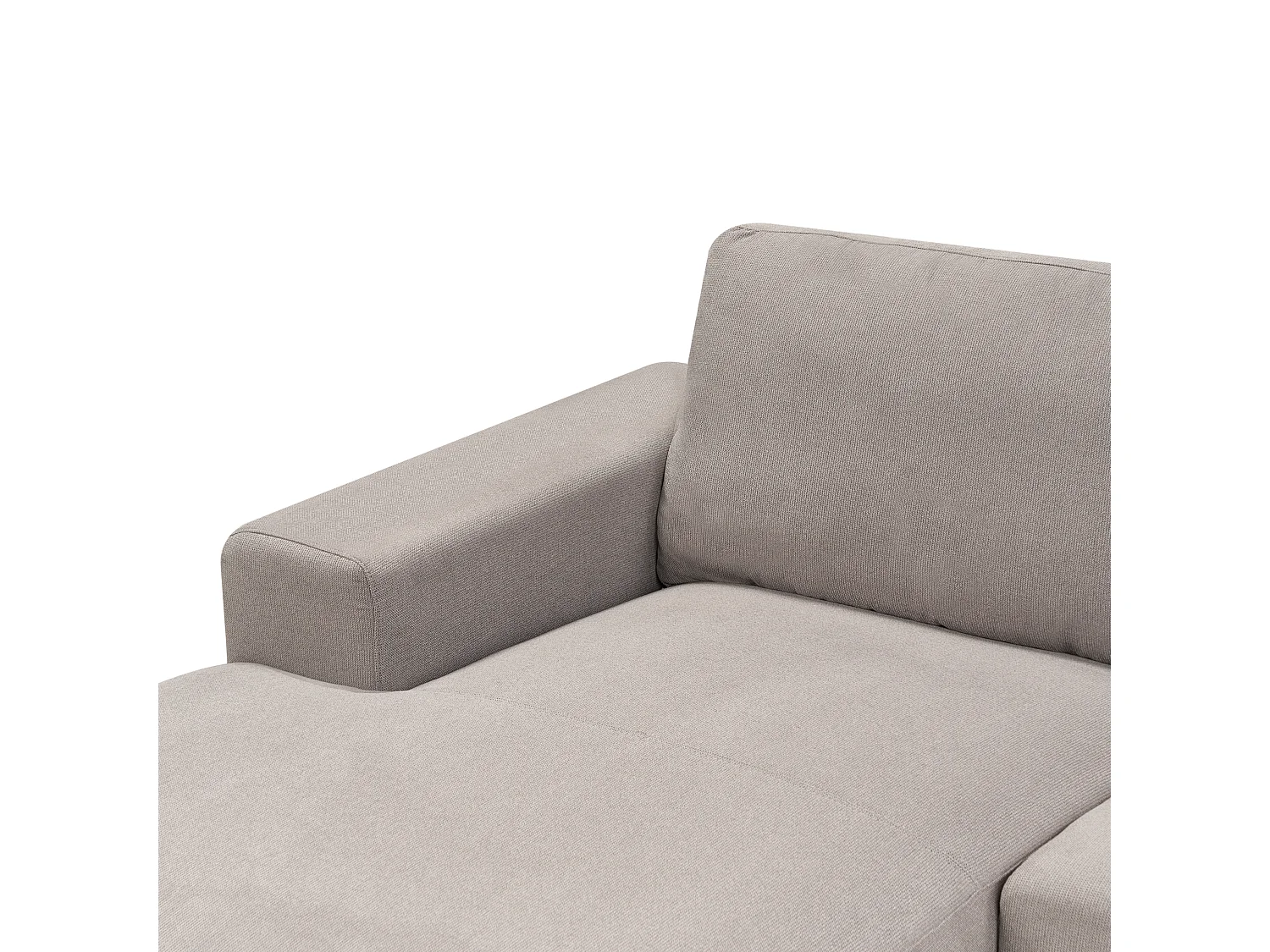Canapé d'Angle à gauche Moderne en Tissu Polyester Pieds en Bois Clair Dossier avec Coussin Taupe Nora