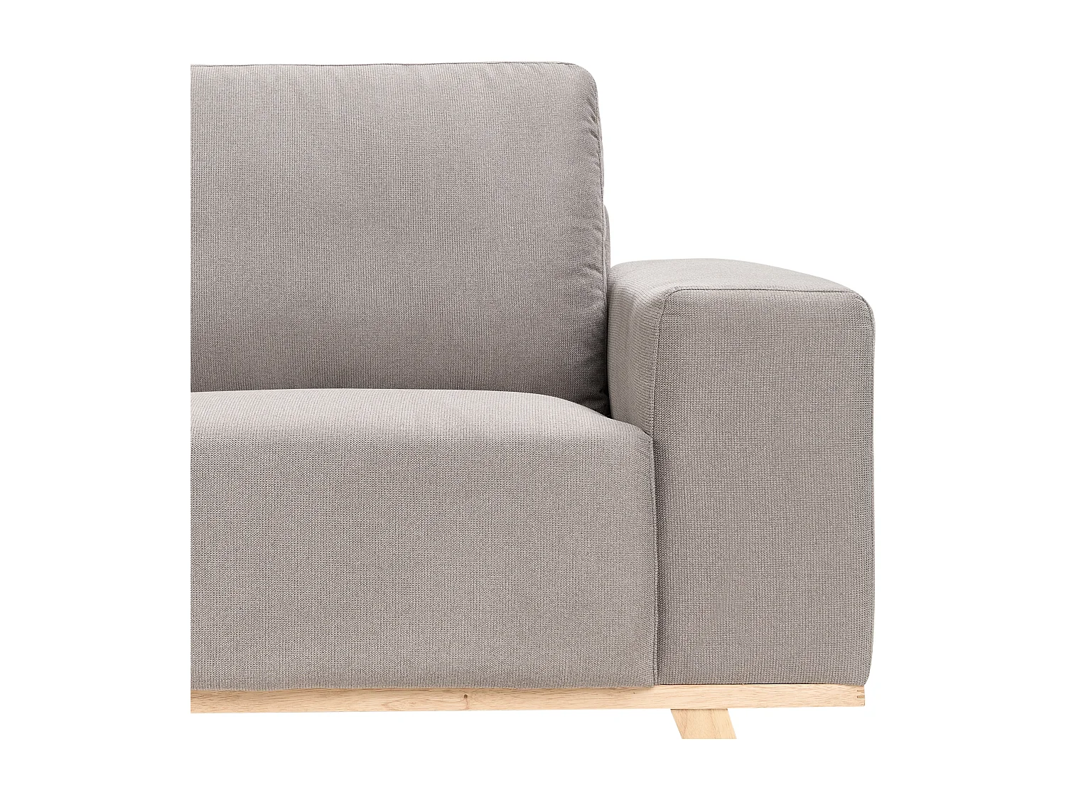 Canapé d'Angle à gauche Moderne en Tissu Polyester Pieds en Bois Clair Dossier avec Coussin Taupe Nora