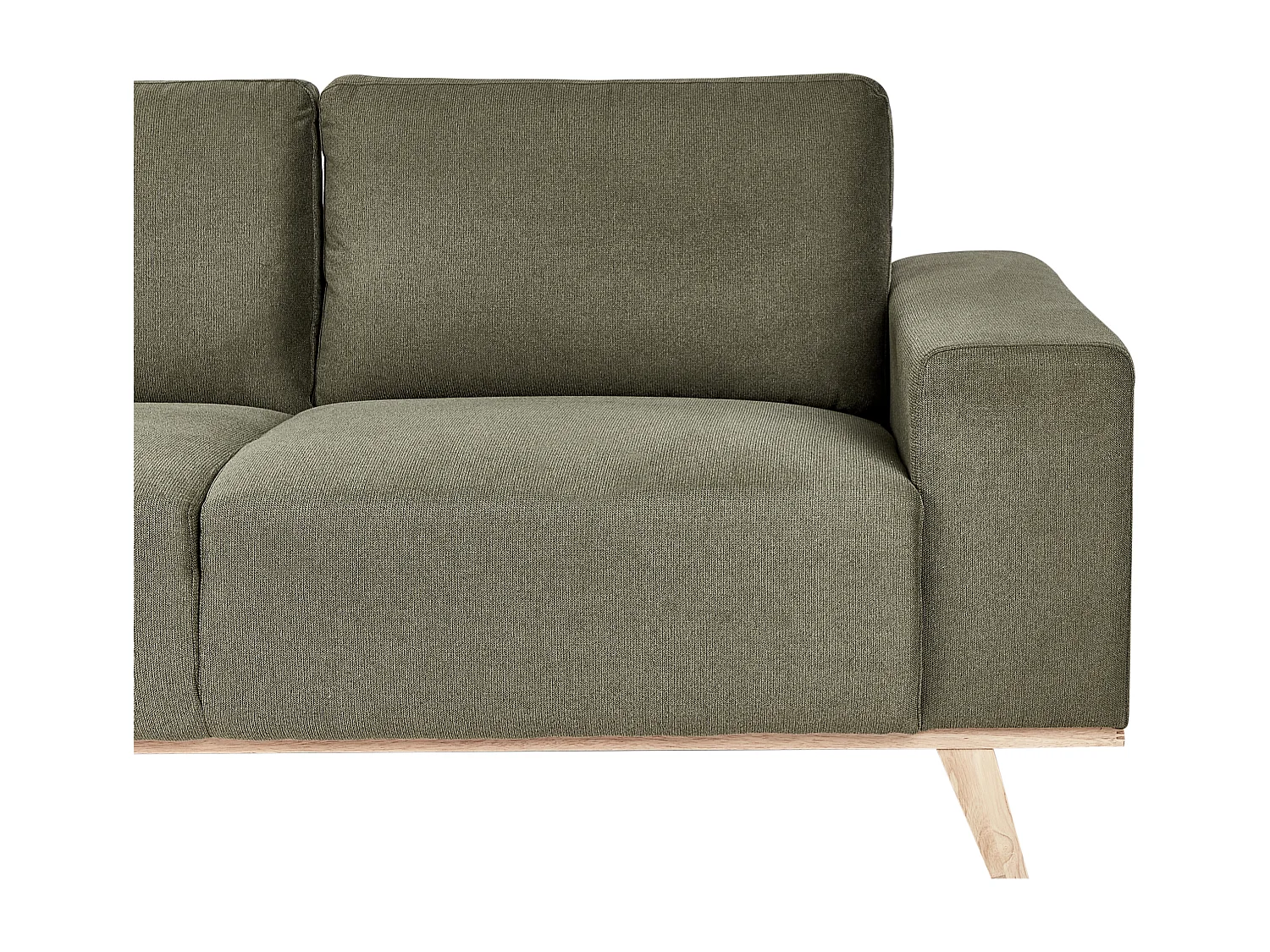 Canapé d'Angle à gauche Moderne en Tissu Polyester Pieds en Bois Clair Dossier avec Coussin Vert Nora