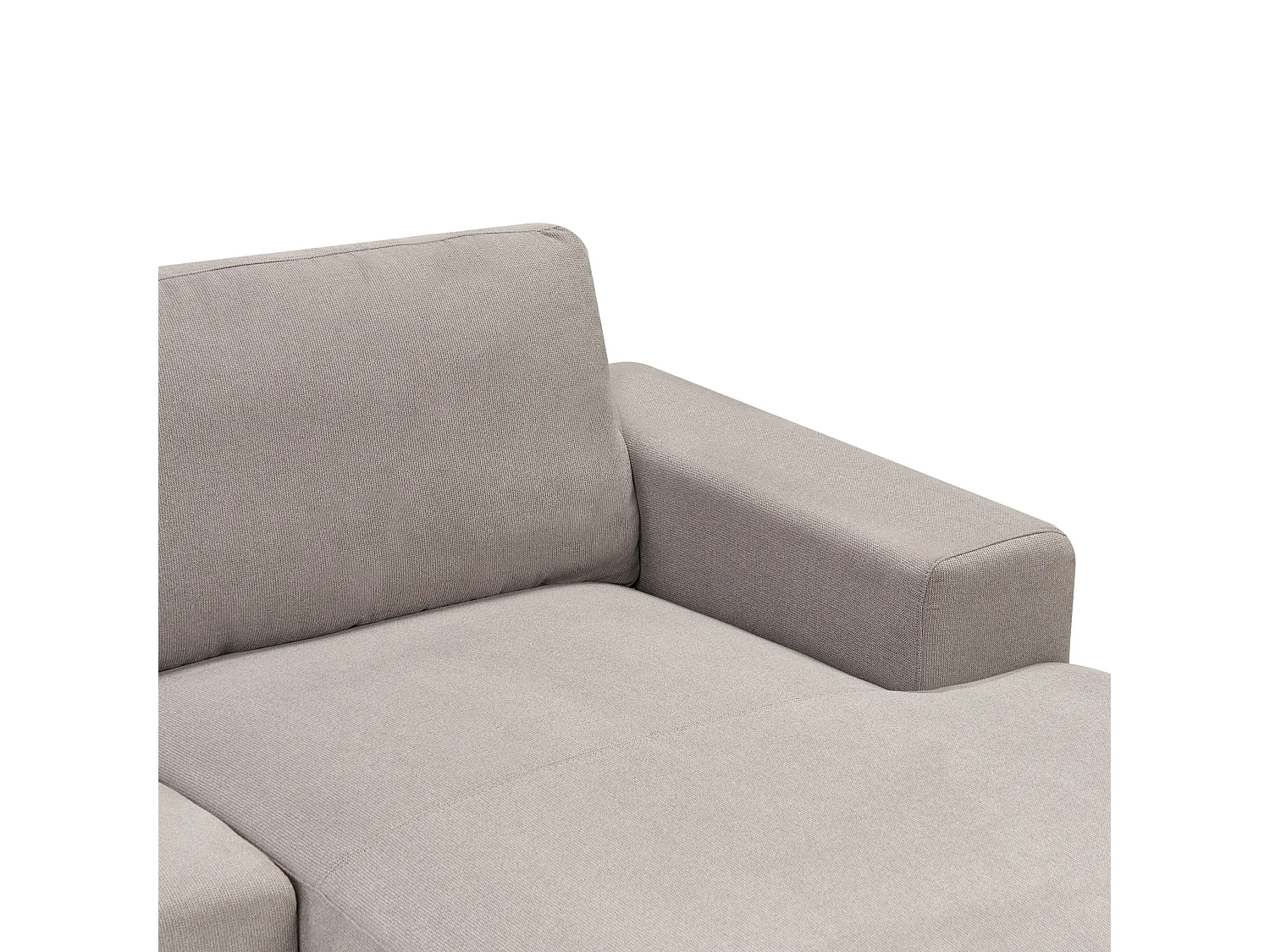 Canapé d'Angle à droite Moderne en Tissu Polyester Pieds en Bois Clair Dossier avec Coussin Taupe Nora
