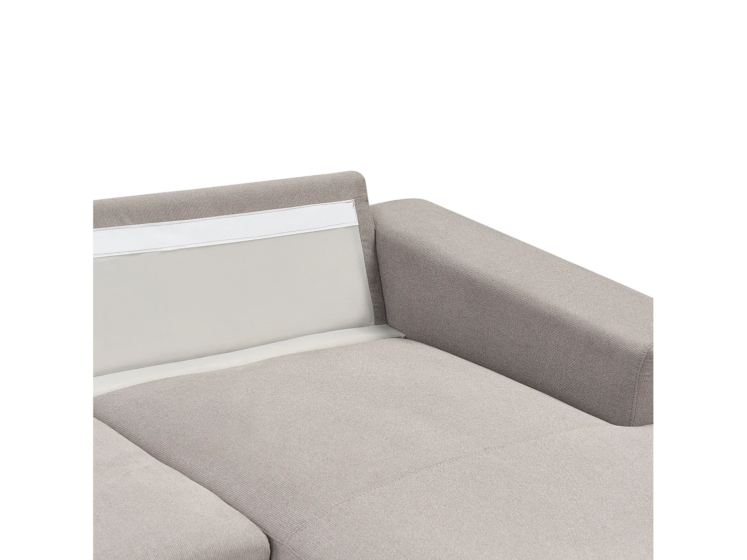 Canapé d'Angle à droite Moderne en Tissu Polyester Pieds en Bois Clair Dossier avec Coussin Taupe Nora