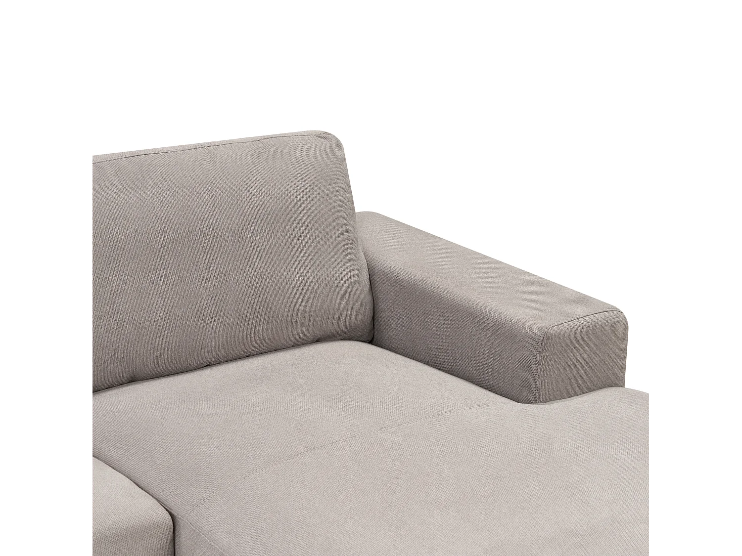 Canapé d'Angle à droite Moderne en Tissu Polyester Pieds en Bois Clair Dossier avec Coussin Taupe Nora