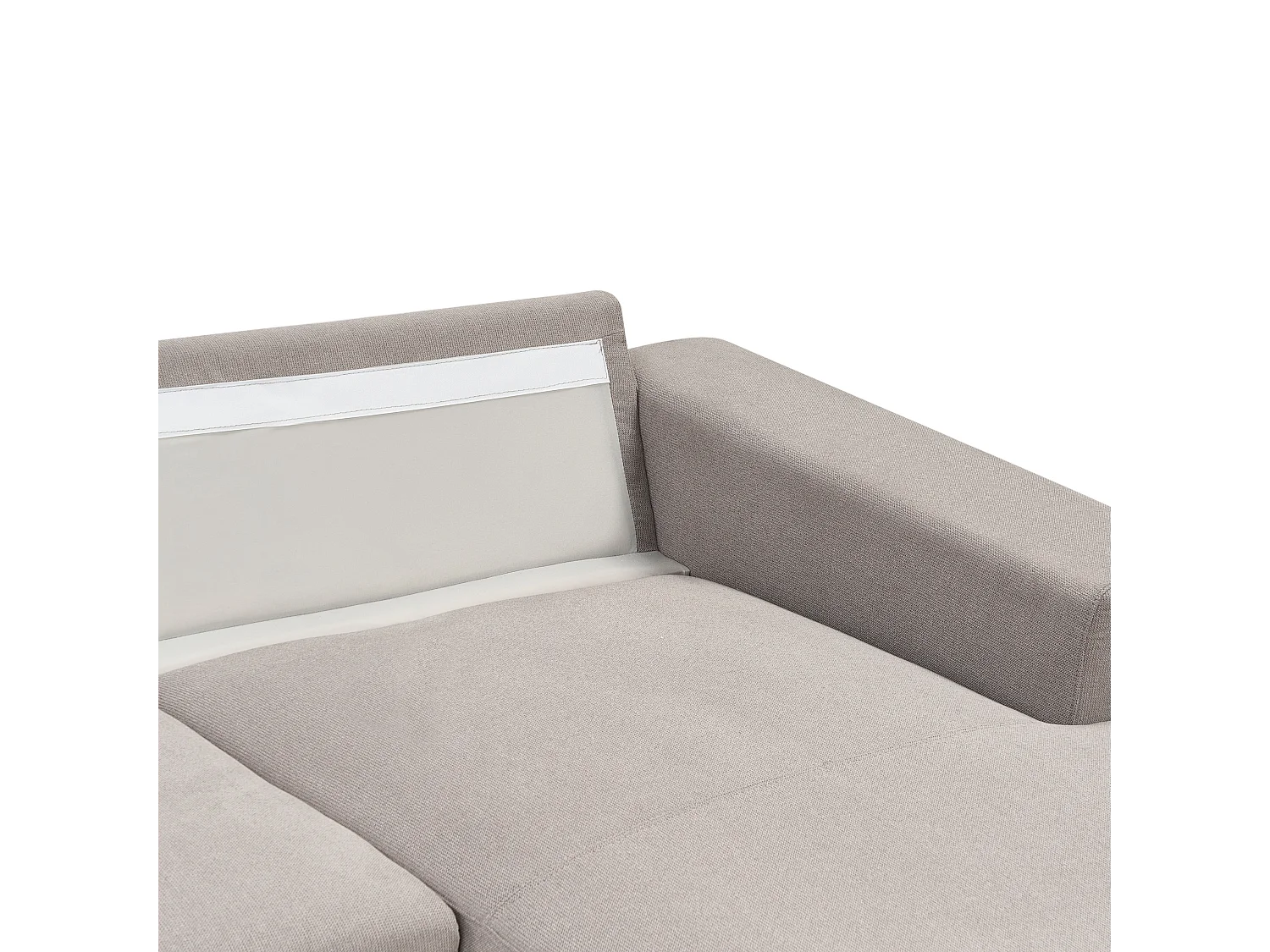Canapé d'Angle à droite Moderne en Tissu Polyester Pieds en Bois Clair Dossier avec Coussin Taupe Nora