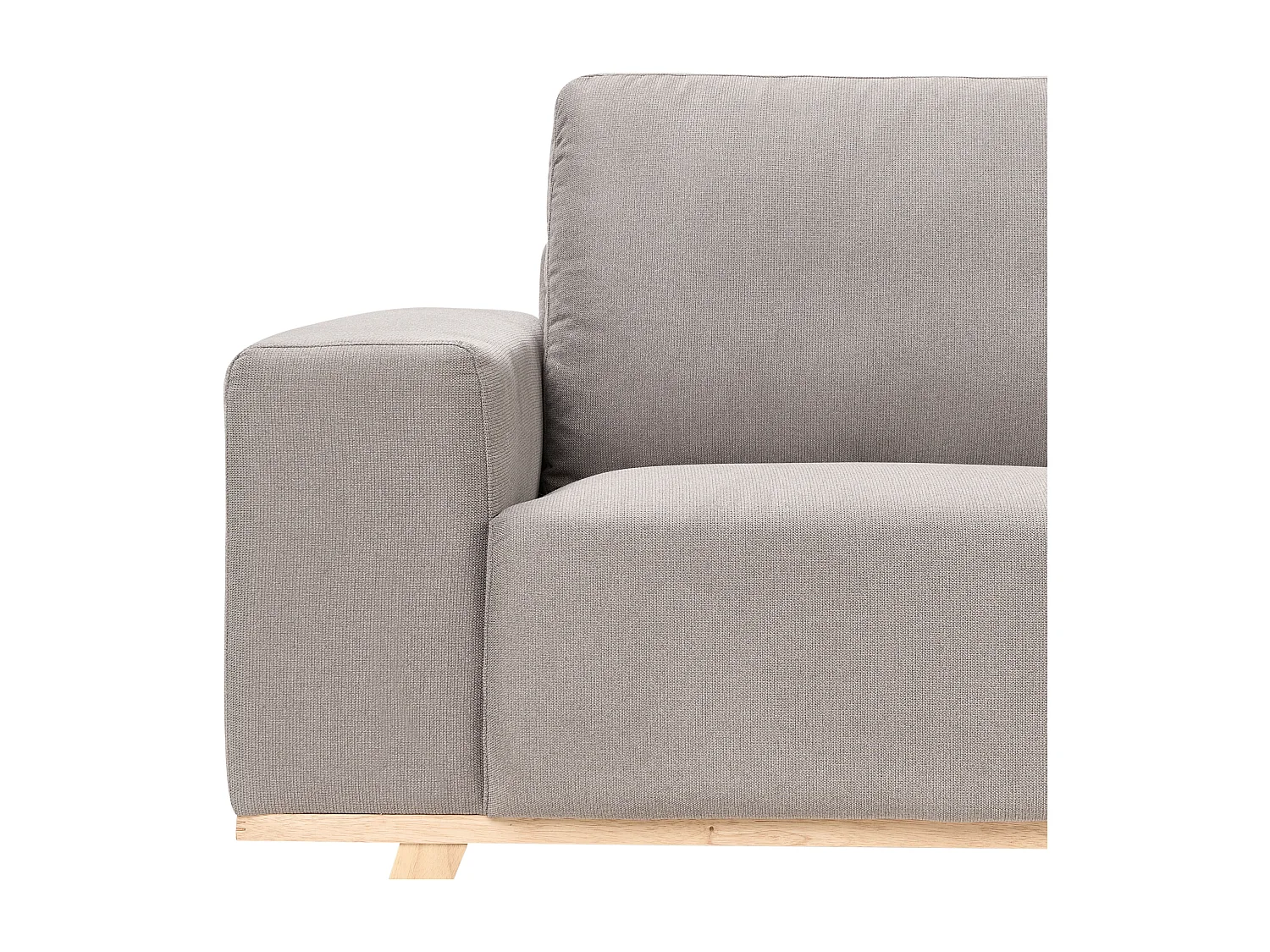 Canapé d'Angle à droite Moderne en Tissu Polyester Pieds en Bois Clair Dossier avec Coussin Taupe Nora