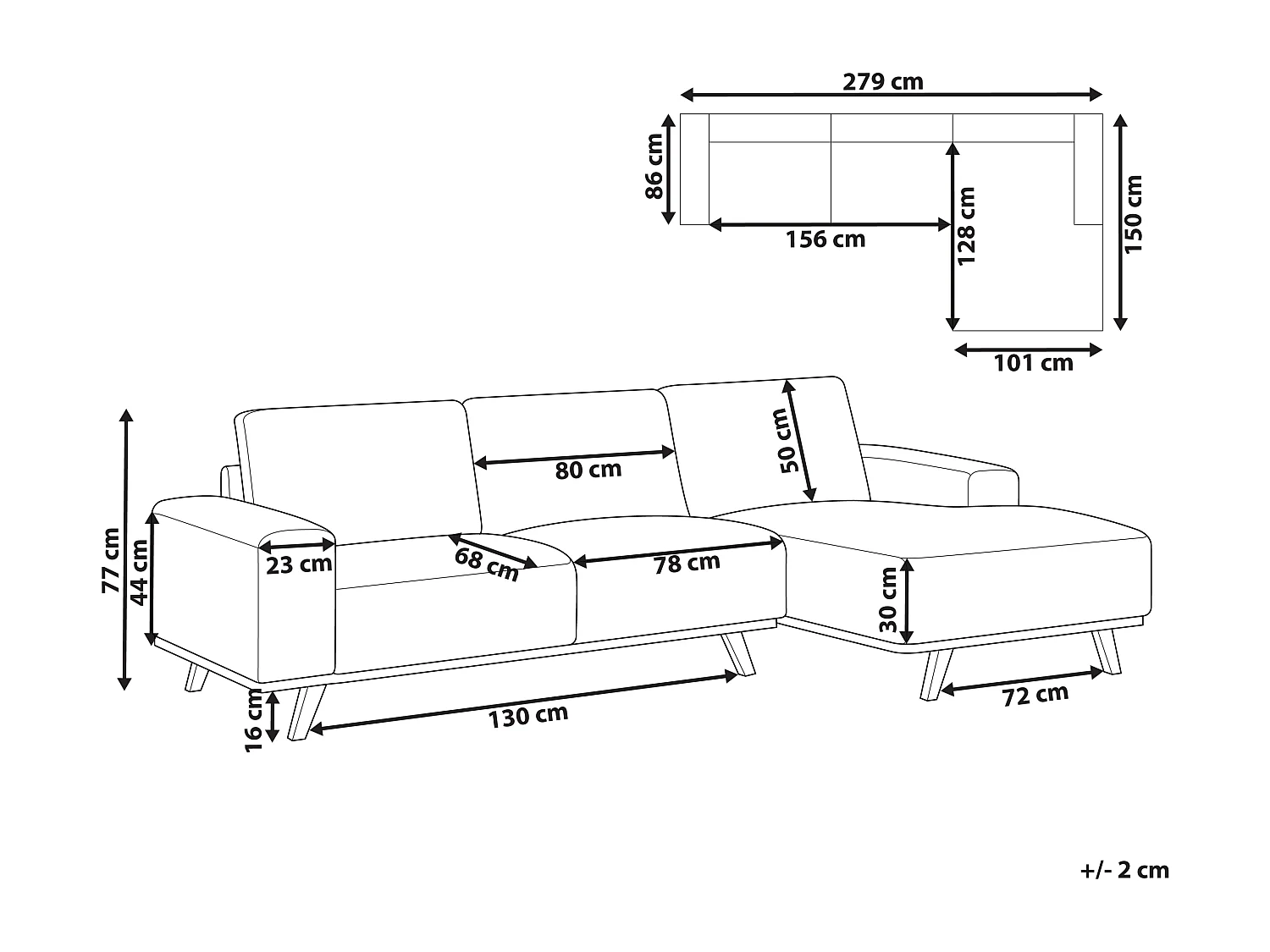 Ecksofa NORA Stoff Beige 3-Sitzer linksseitig