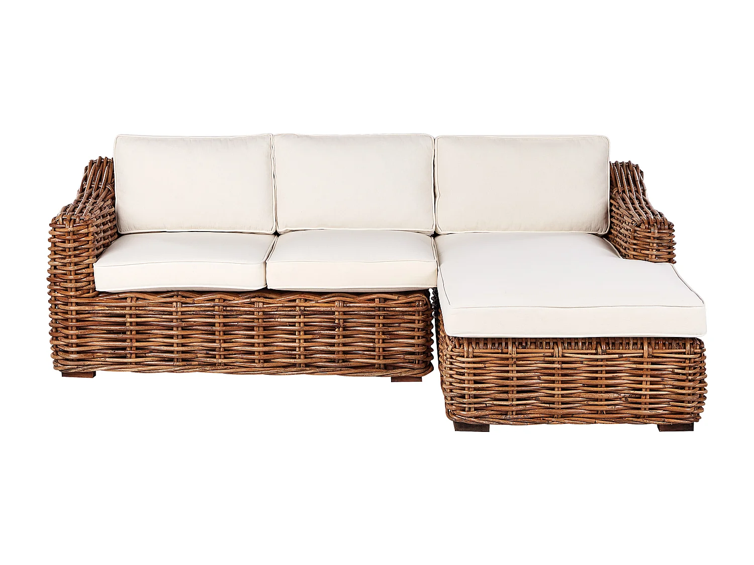 Garten Ecksofa 3-Sitzer BRIATICO linksseitig Rattan Naturfarben