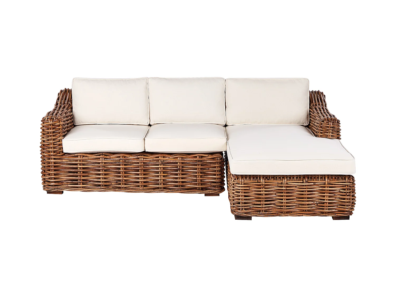 Garten Ecksofa 3-Sitzer BRIATICO linksseitig Rattan Naturfarben
