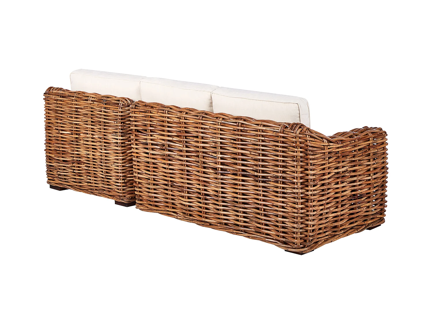 Divano angolare da giardino 3 posti BRIATICO Lato Sinistro Rattan Naturale