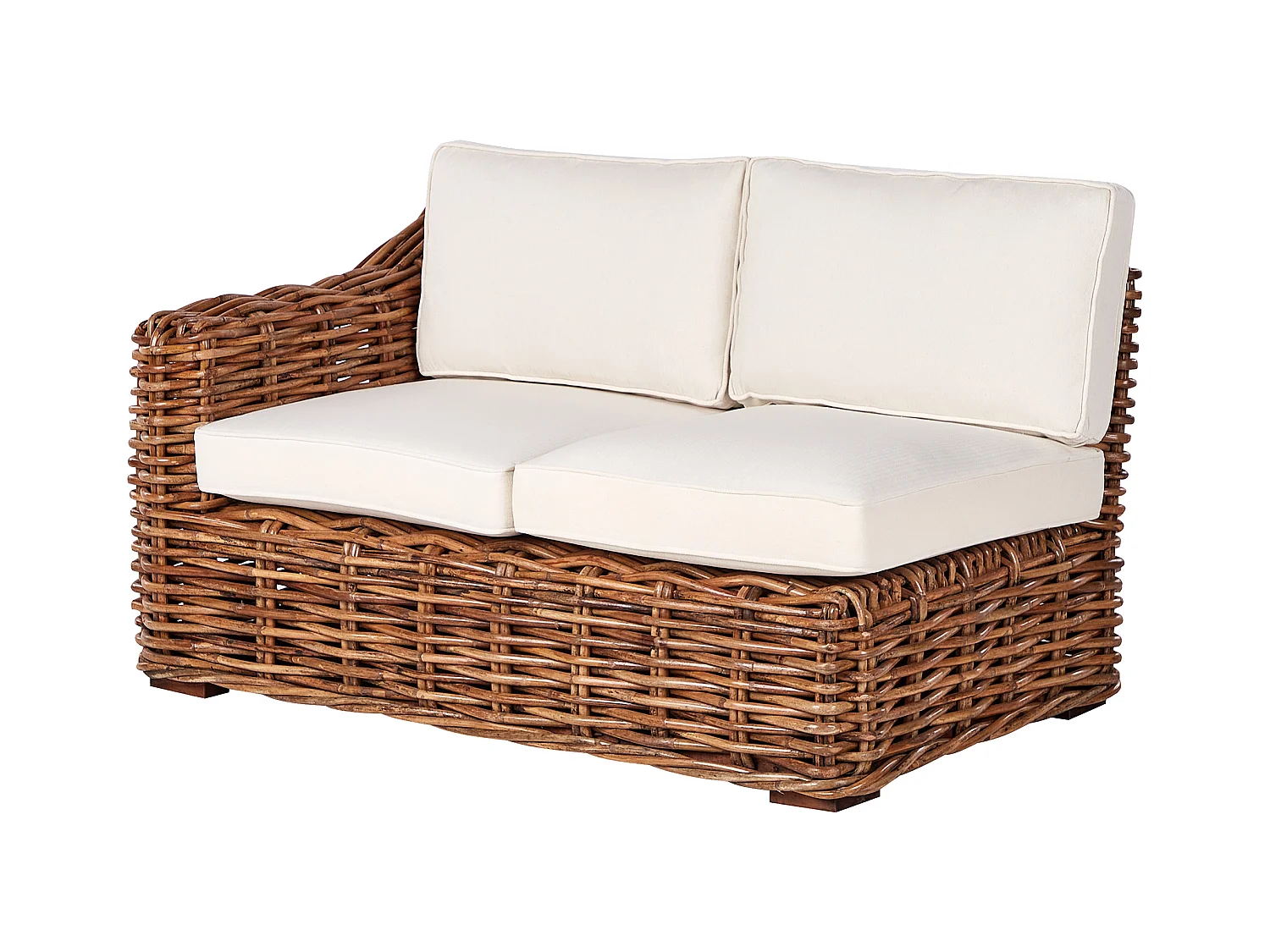 Divano angolare da giardino 3 posti BRIATICO Lato Sinistro Rattan Naturale
