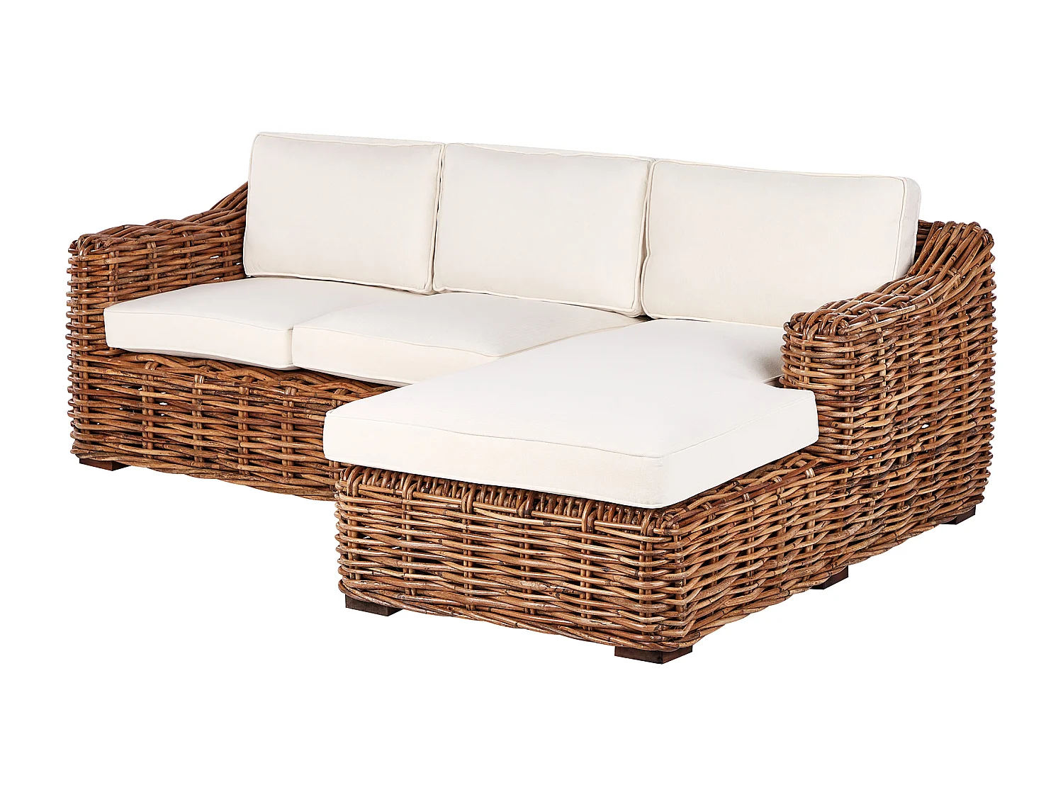 Garten Ecksofa 3-Sitzer BRIATICO linksseitig Rattan Naturfarben