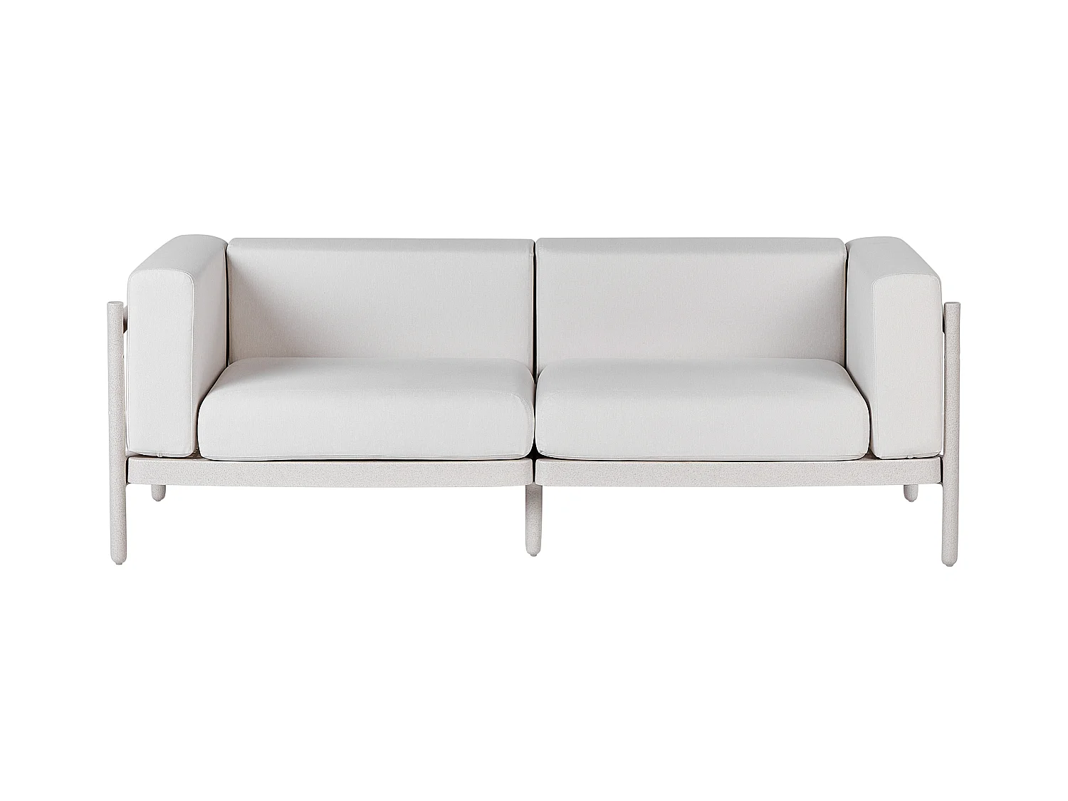 2-Sitzer Gartensofa Kunststoff-Gestell beige mit Polsterung hellbeige Ferretti