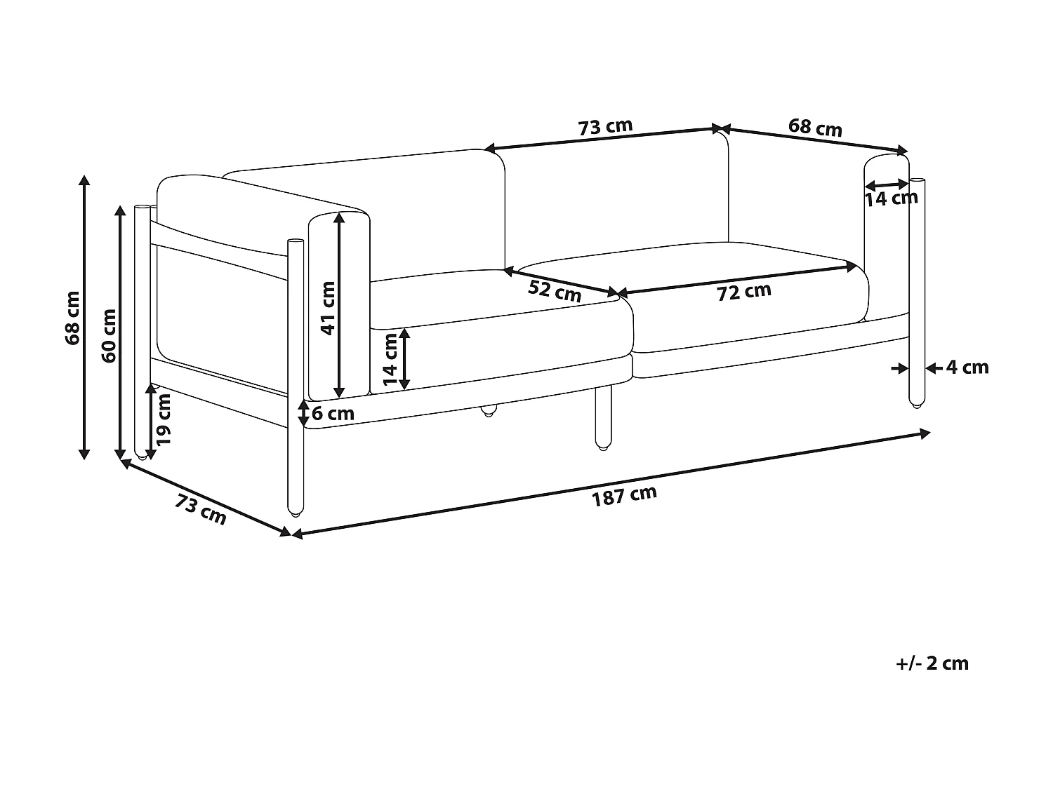 2-Sitzer Gartensofa Kunststoff-Gestell beige mit Polsterung hellbeige Ferretti