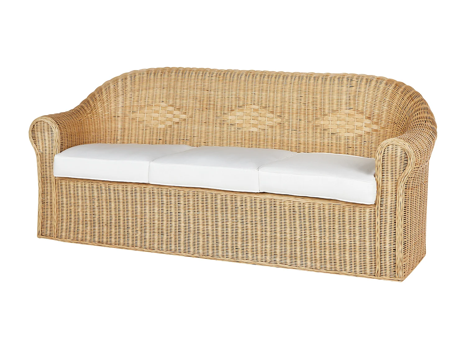 3-Sitzer Gartensofa Rattan natürlich mit Kissen weiß Outdoor & Indoor Livadeia