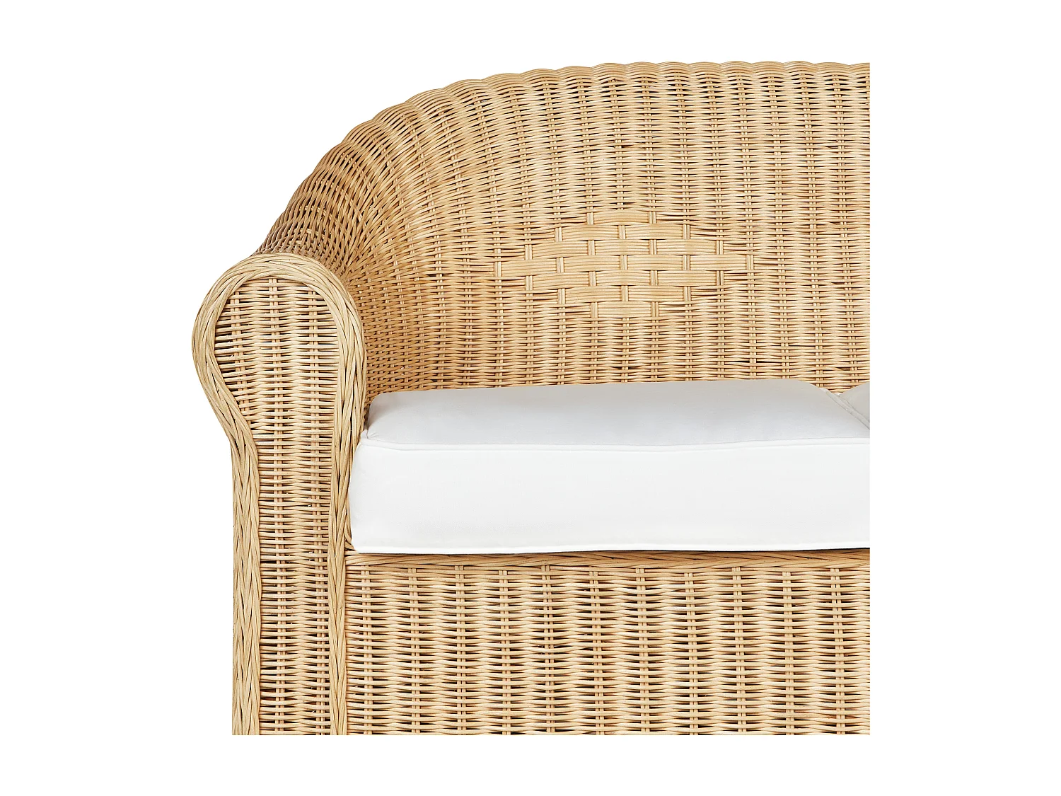 3-Sitzer Gartensofa Rattan natürlich mit Kissen weiß Outdoor & Indoor Livadeia