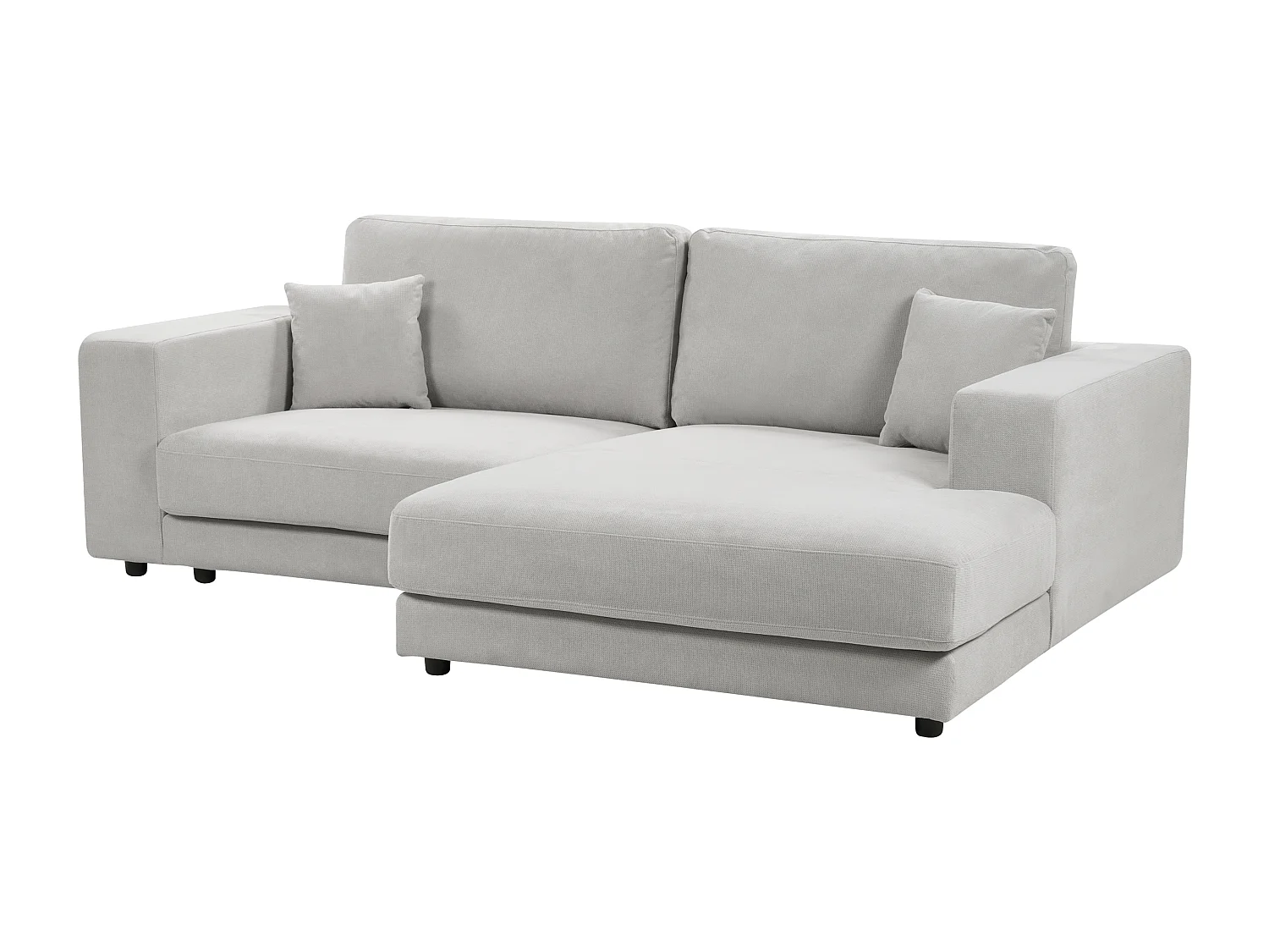 Canapé 3 Places Angle à droite Style Moderne Minimaliste en Tissu Gris Clair Lofoten