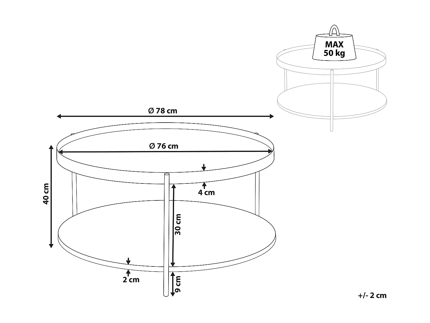 Salontafel LANDER Lichtbruin