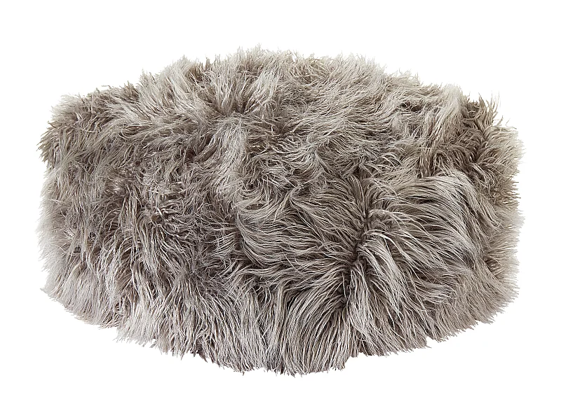 Pouf MUKKI Fourrure synthétique Gris