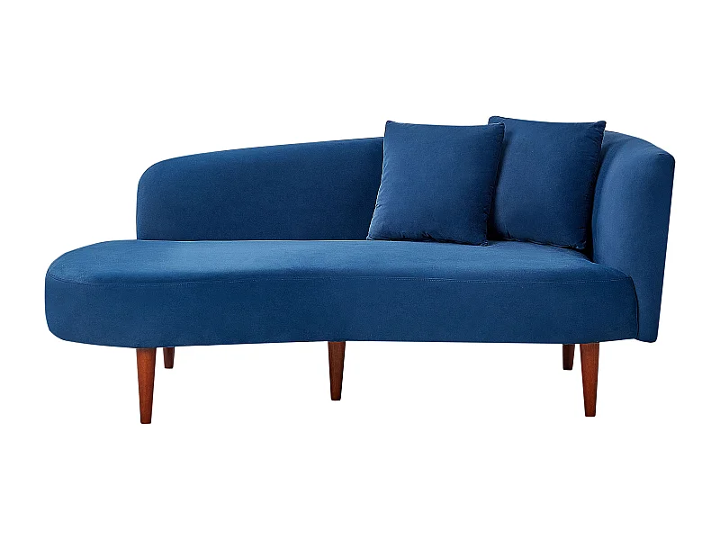Chaiselongue Samtstoff blau mit Kissen Lehne Rechtsseitige modern Chaumont